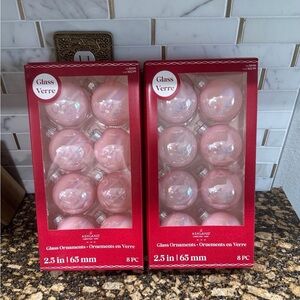 Ashland Pink Irridescent Glass Ornaments Set